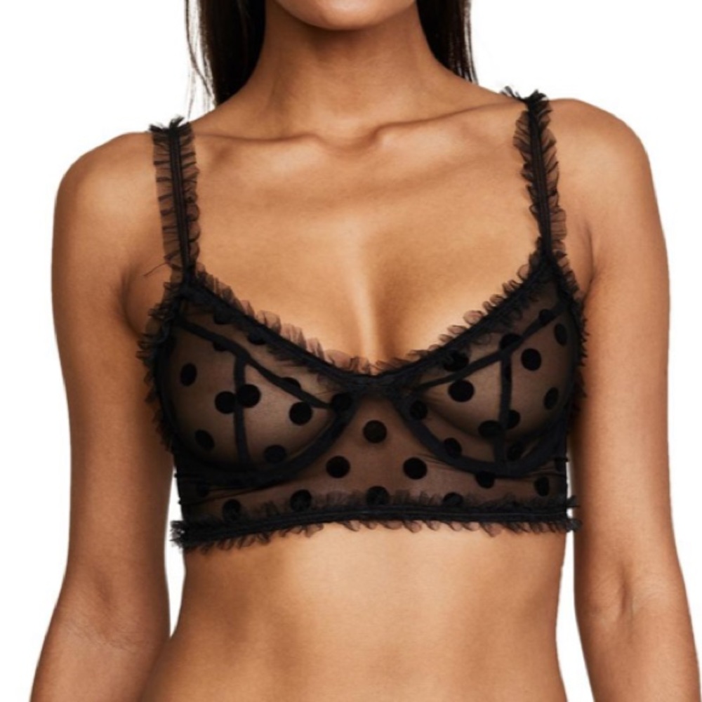 For Love & Lemons Romy Garter Belt Noir Medium + Romy Bra in Nior size Small